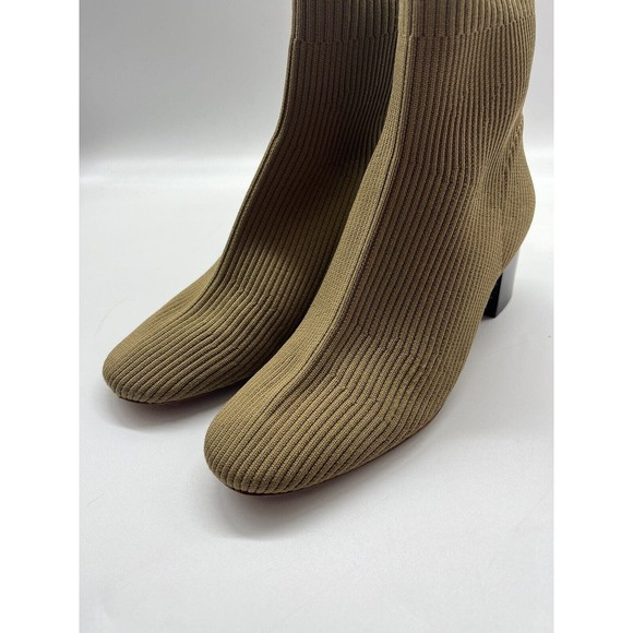 Everlane Khaki Day Glove Ribbed Knit Pull On Ankle Booties Women’s Size 7 - Picture 6 of 9